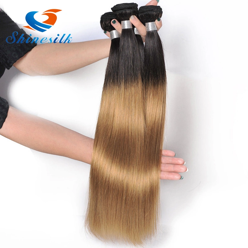 Peruvian Straight Virgin Hair Ombre Blonde 1b/27 Hair Weft Straight Human Hair Weave