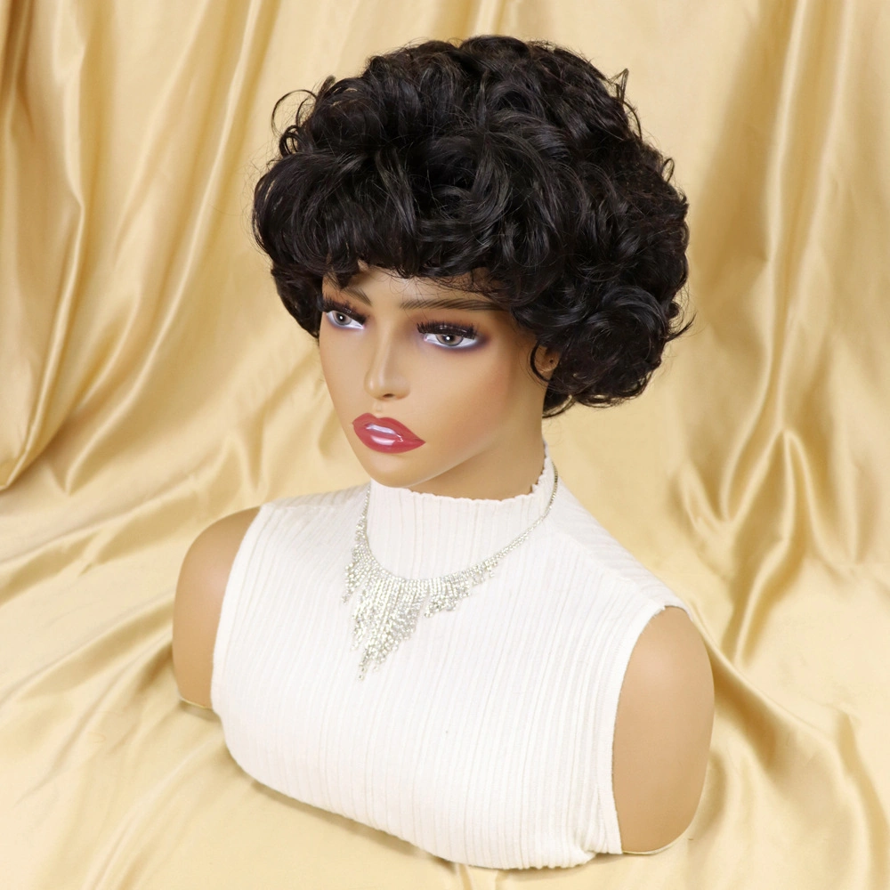 Full Machine Made Brazilian Indian Human Hair 8-Inch Pixie Cut Wig